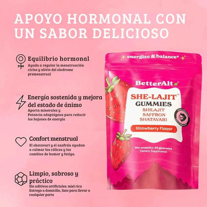 She-lajit Gummies Sabor a Frutilla - Equilibrio Femenino